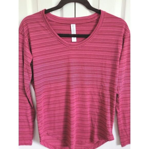 Athleta Cloudlight Stratus Striped Top Long‎ Sleeve Shirt  Pink Red Size XXS - Picture 1 of 5